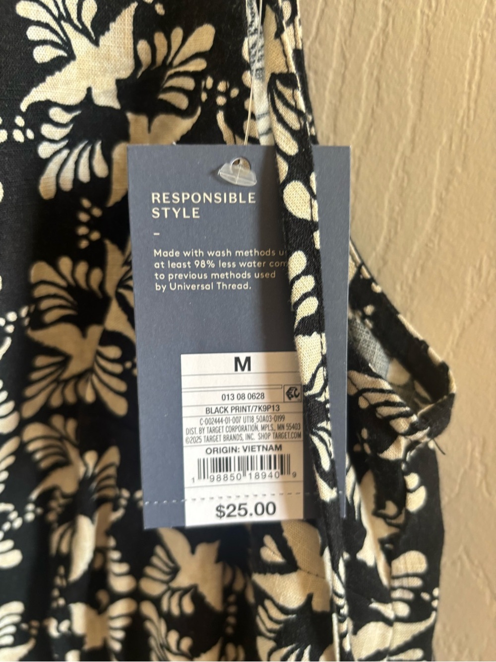 Universal Thread Black and Cream Floral Tank Dress - Picture 3 of 5